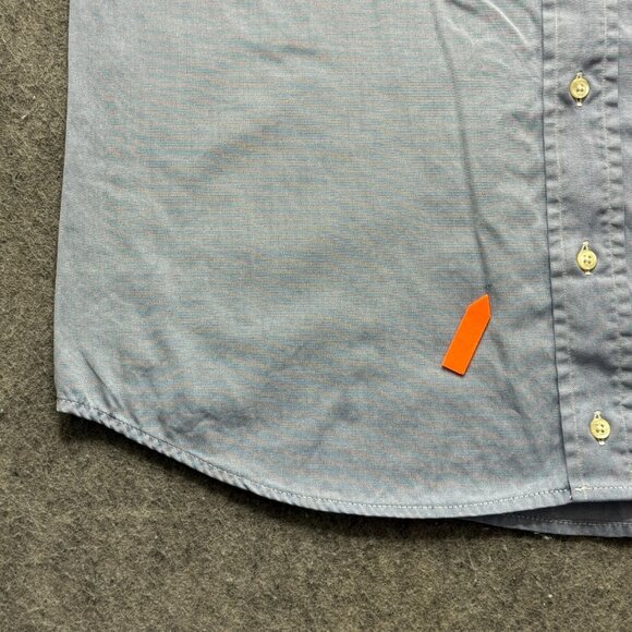 Gitman Bros Oxford Shirt Men 17.5 33 Blue Short Sleeve Button-Down Pinpoint - Picture 4 of 13